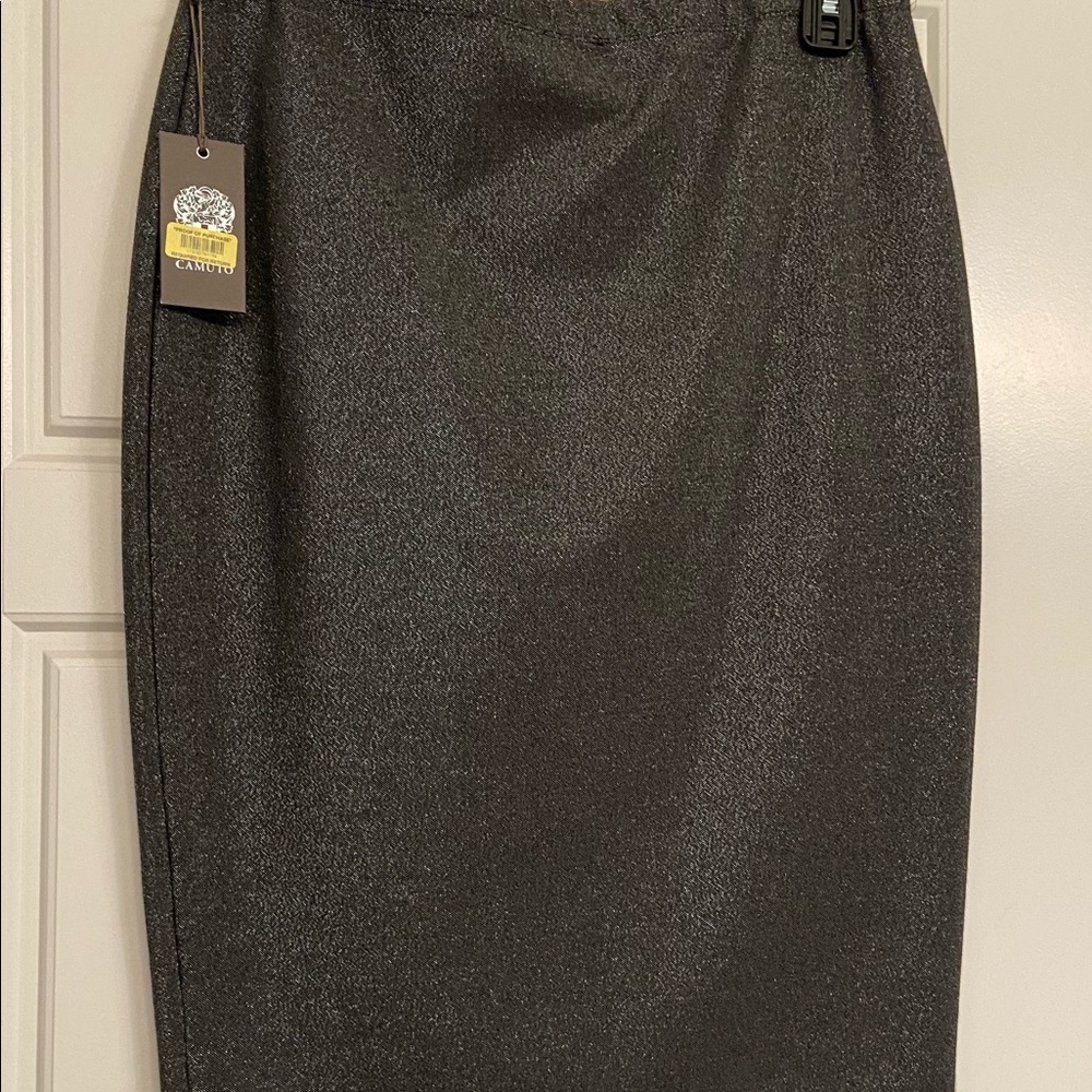 Pull on starch pencil skirt, silver shimmer
